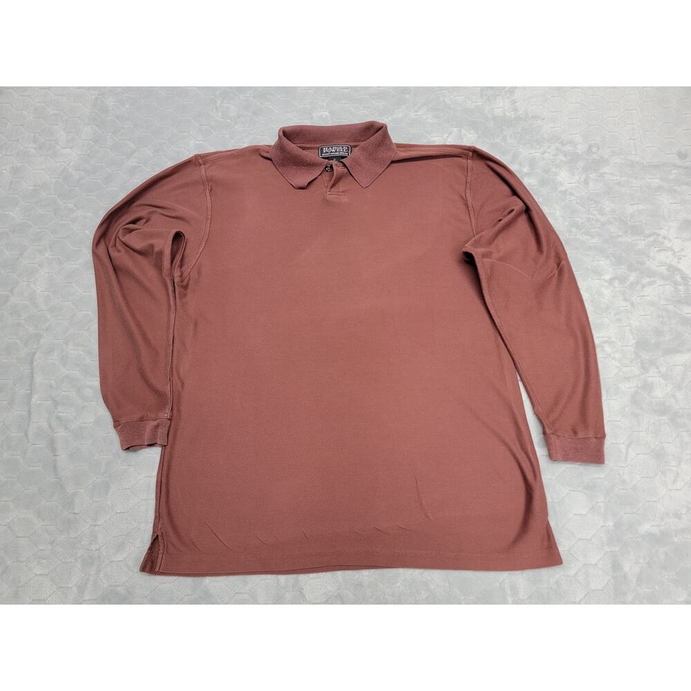 Harold Powell XL Polo Shirt Long Sleeve Rust Silk Cotton Blend Luxury Mens